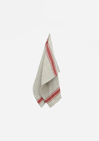 Red strip linen teatowel