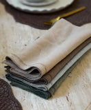 Damask Border Linen Napkin - Coffee