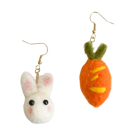 Bunny carrot felt earrings