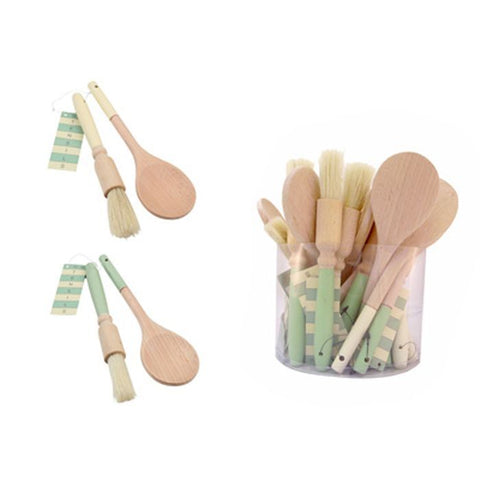 Cream Wood Spoon & Brush